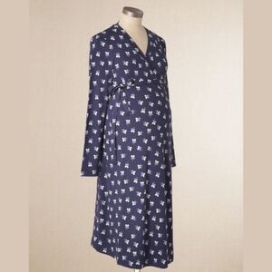 Boden Maternity Essential Navy Blue Floral Jersey Tie Wrap Dress